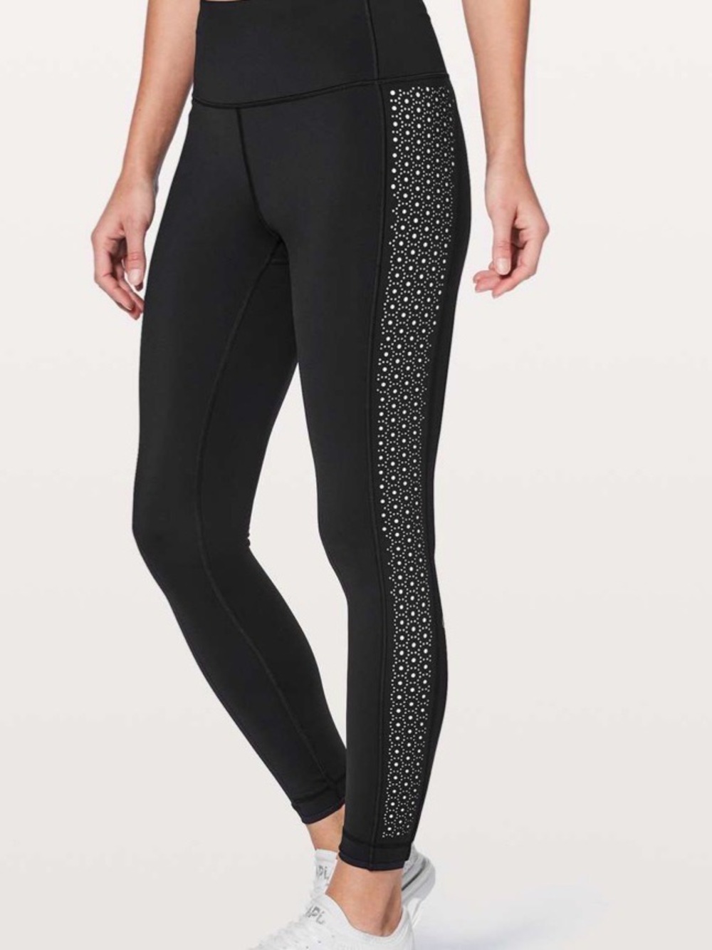 lululemon athletica Black High-Rise Leggings with Laser-Cut Side Panel Sz 4 EUC